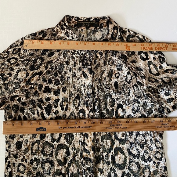 Robert Graham 100% silk leopard print sequins detail blouse balloon sleeves - Picture 7 of 16